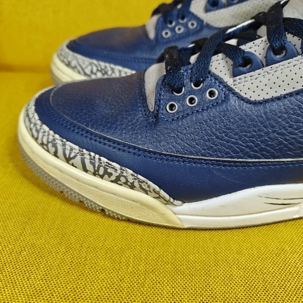 Jordan 3 Retro Georgetown Navy Gray Basketball Sneakers Men's Shoes Size 8